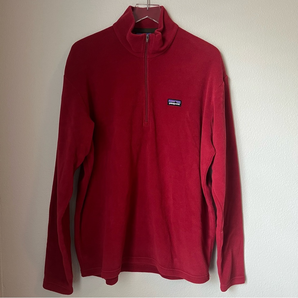 Patagonia Men’s Red Synchilla Fleece 1/4 Zip Pullover Sweater Size Large